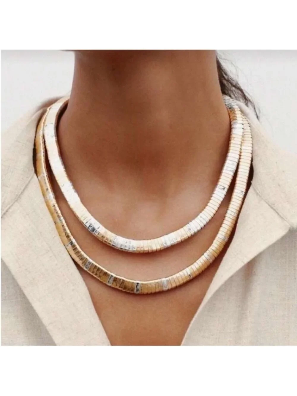 New! Zara Mixed Metal Gold Stack Necklace (1011) NWOT